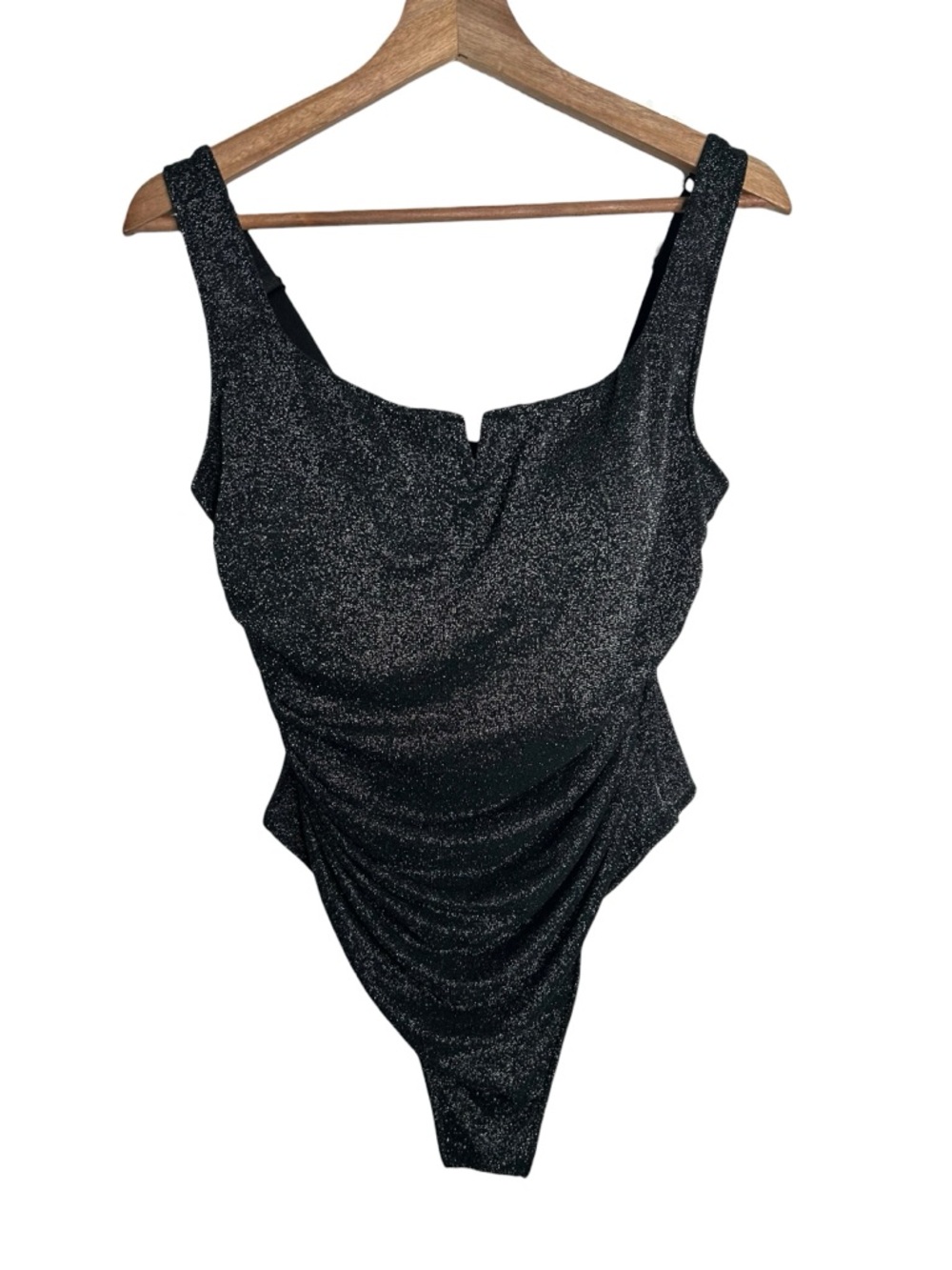 Popilush Shapewear Ruched Metallic Knit Square Neck Slimming Bodysuit Size XL - Picture 3 of 8
